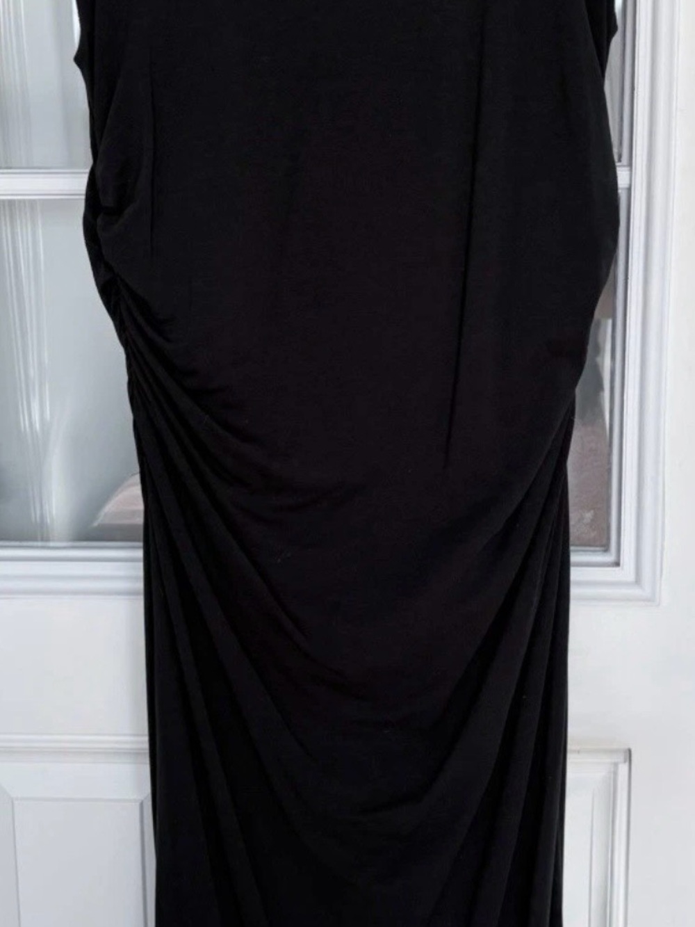 Abercrombie Fitch XLP Black Modal Maxi Dress Ruched Side Stretch Petite